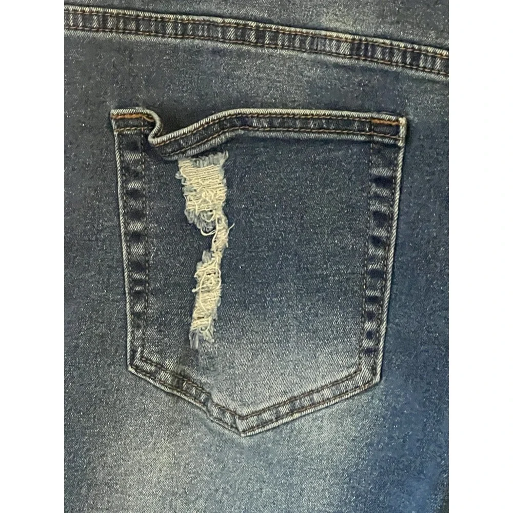 Distressed Denim Long Bermuda Shorts Size XL